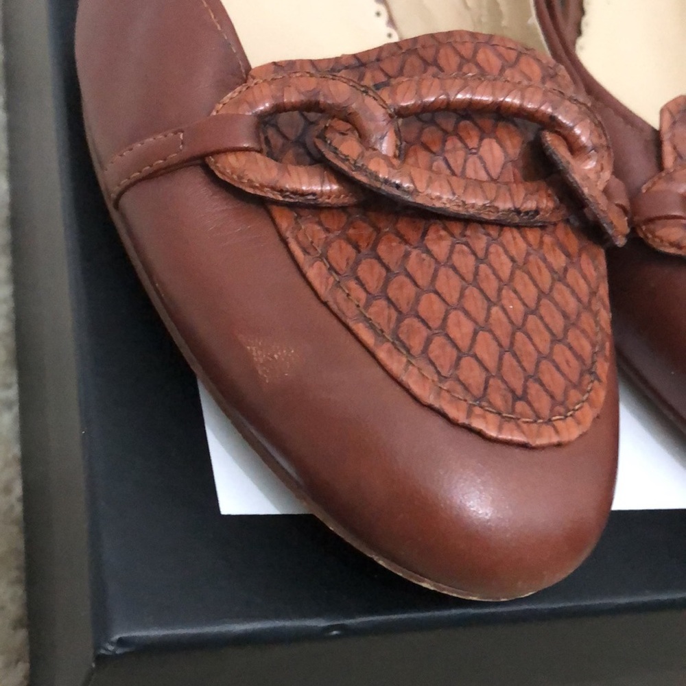 Oscar de la Renta Kitten Heels in Leather Cognac. GUC. Sz 10 - Picture 12 of 12